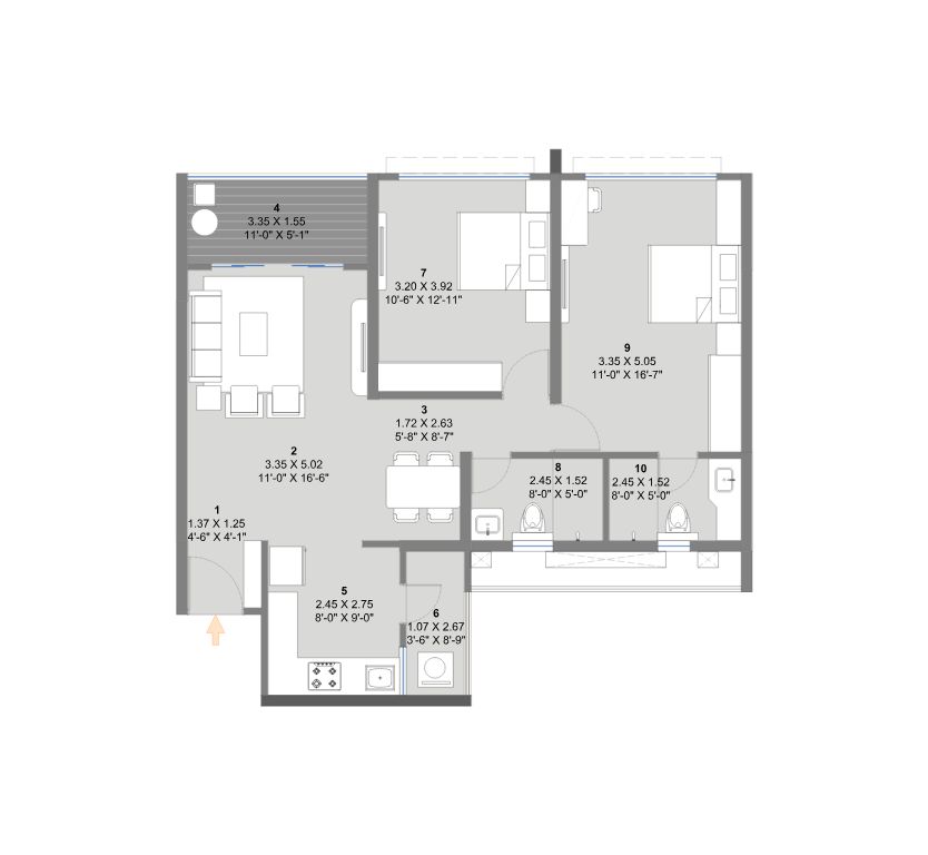 Vyana 2 BHK Floor Plan The Reserve